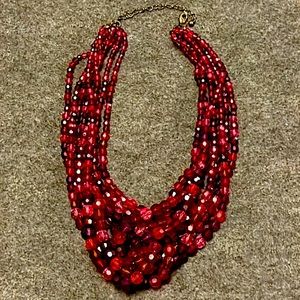 Ruby Red Beaded 8 strand necklace